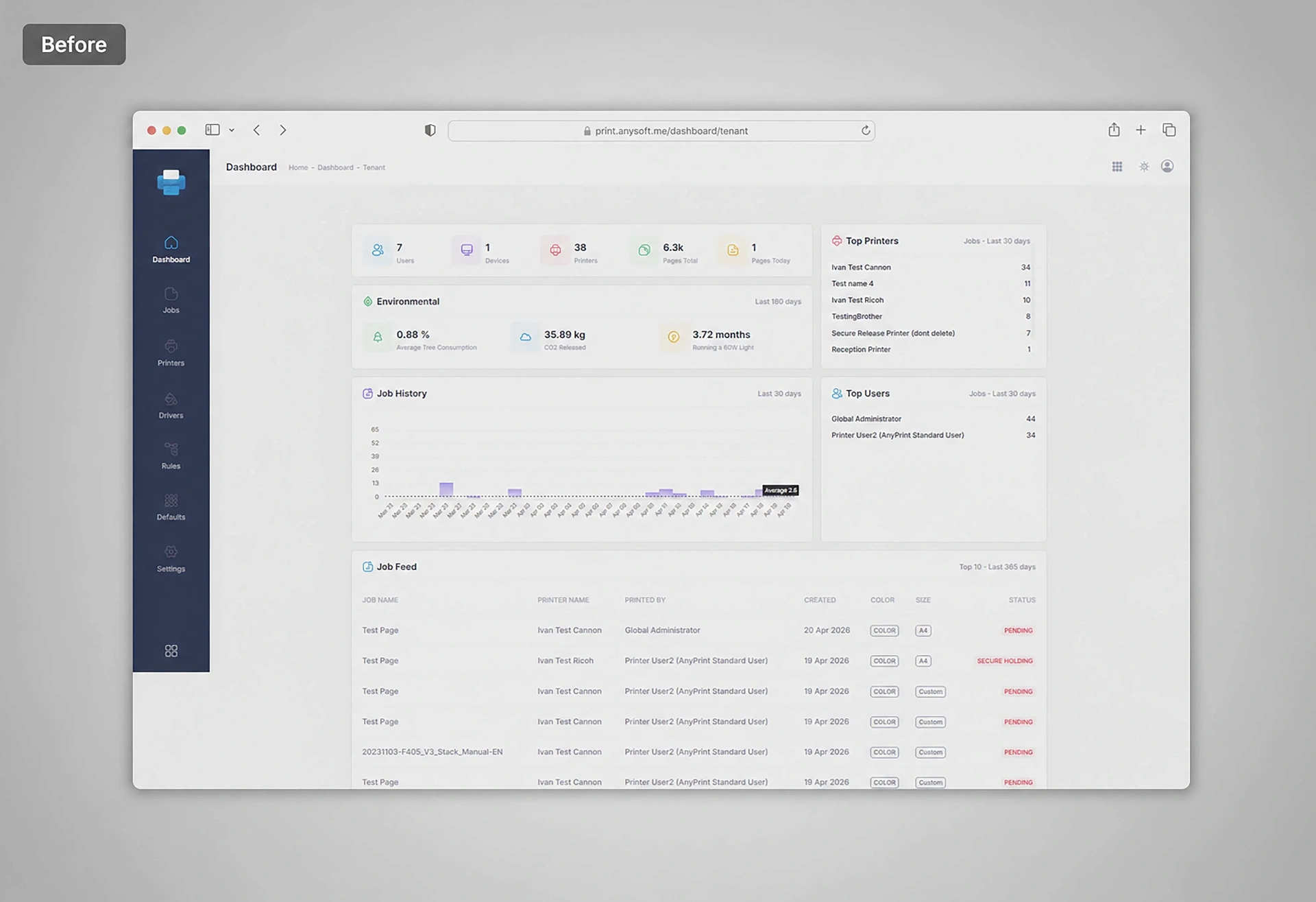 Legacy interface with cluttered navigation